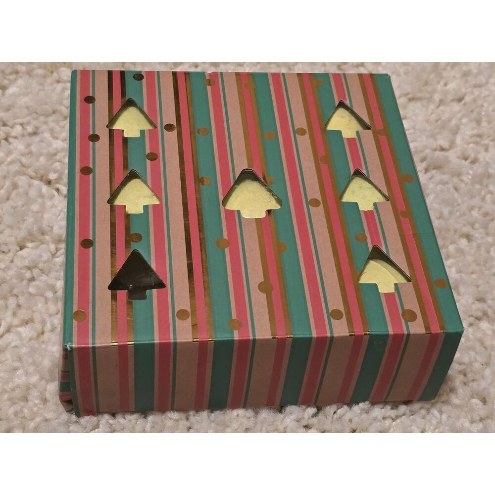 Holiday-Themed Striped & Tree-Cutout Gift Box With 6 Bath Bombs